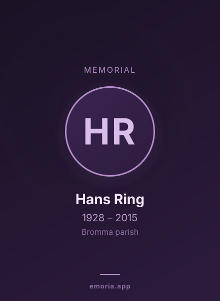 Memorial portrait of Hans Ring