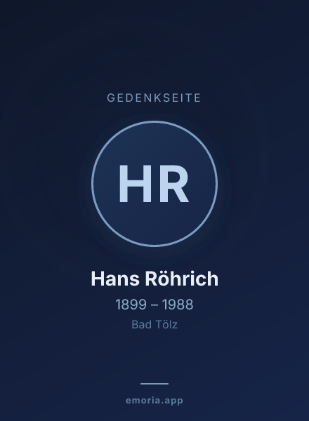 Gedenkportrait von Hans Röhrich