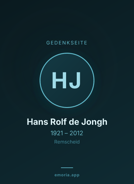 Gedenkportrait von Hans Rolf de Jongh