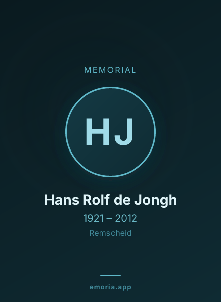 Memorial portrait of Hans Rolf de Jongh