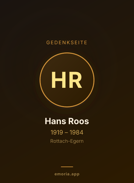 Gedenkportrait von Hans Roos