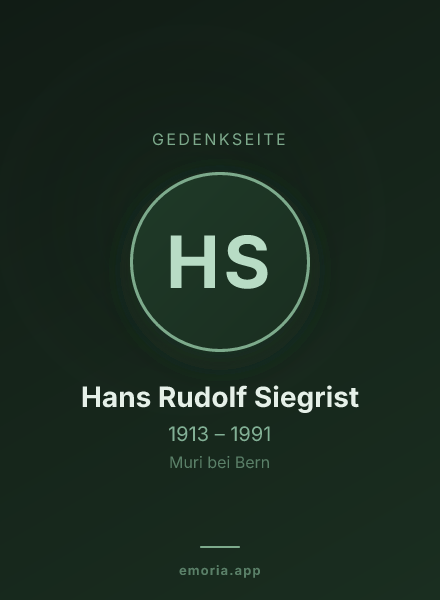 Gedenkportrait von Hans Rudolf Siegrist