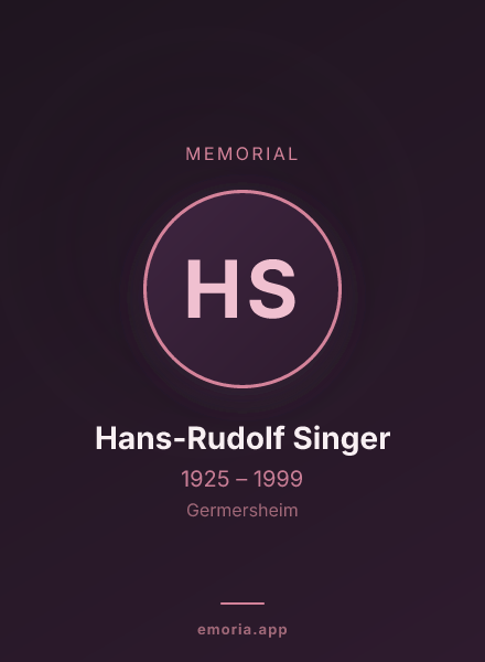 Memorial portrait of Hans-Rudolf Singer