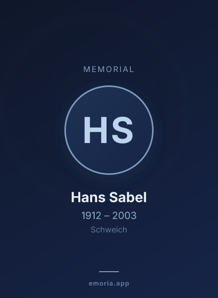 Memorial portrait of Hans Sabel