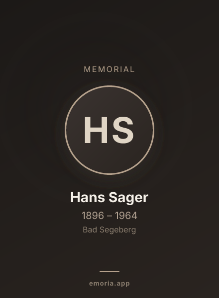 Memorial portrait of Hans Sager