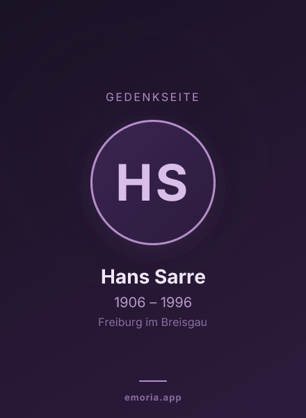 Gedenkportrait von Hans Sarre