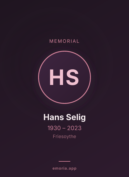 Memorial portrait of Hans Selig