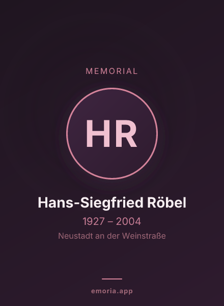 Memorial portrait of Hans-Siegfried Röbel