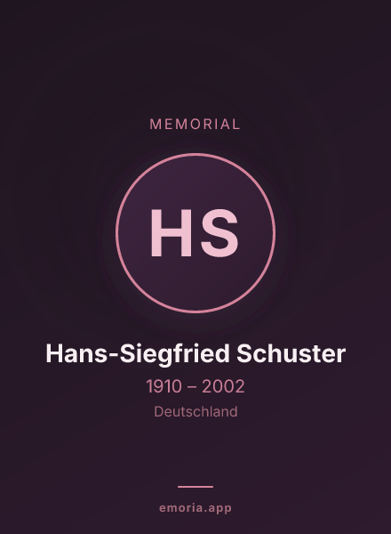 Memorial portrait of Hans-Siegfried Schuster