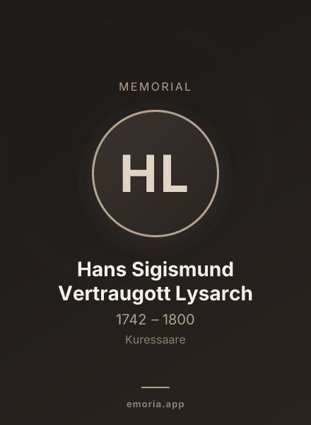 Memorial portrait of Hans Sigismund Vertraugott Lysarch