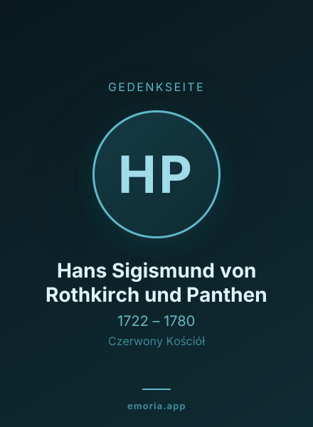 Gedenkportrait von Hans Sigismund von Rothkirch und Panthen