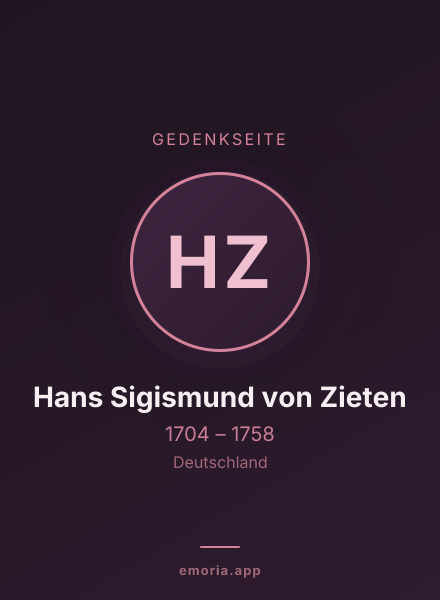 Gedenkportrait von Hans Sigismund von Zieten