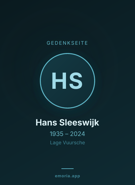 Gedenkportrait von Hans Sleeswijk