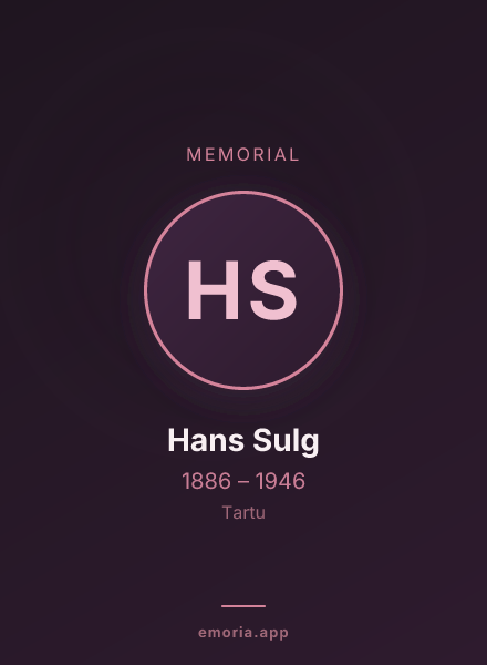 Memorial portrait of Hans Sulg