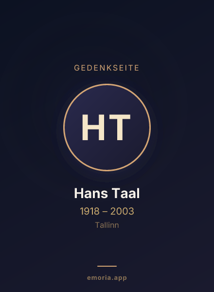 Gedenkportrait von Hans Taal