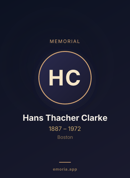 Memorial portrait of Hans Thacher Clarke