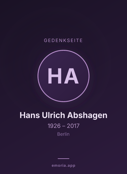 Gedenkportrait von Hans Ulrich Abshagen