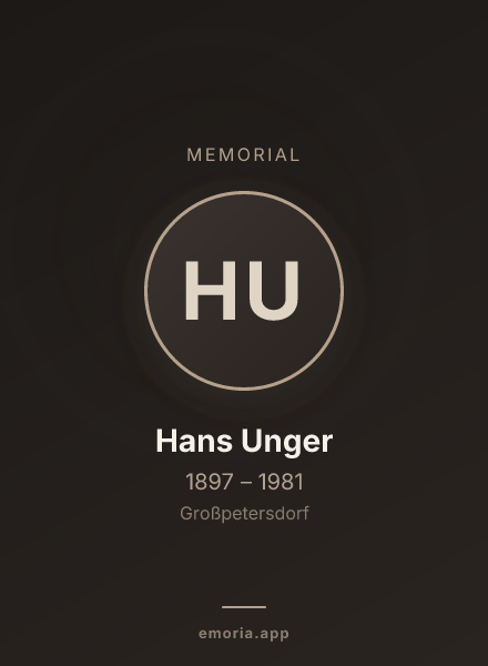 Memorial portrait of Hans Unger