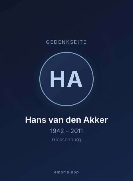 Gedenkportrait von Hans van den Akker