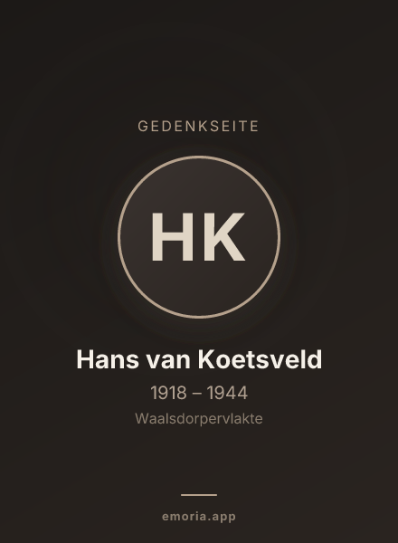 Gedenkportrait von Hans van Koetsveld