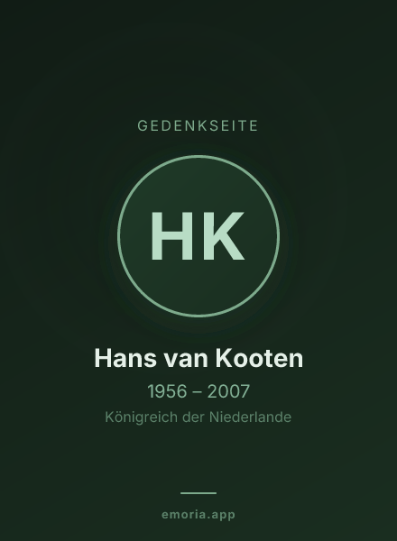 Gedenkportrait von Hans van Kooten