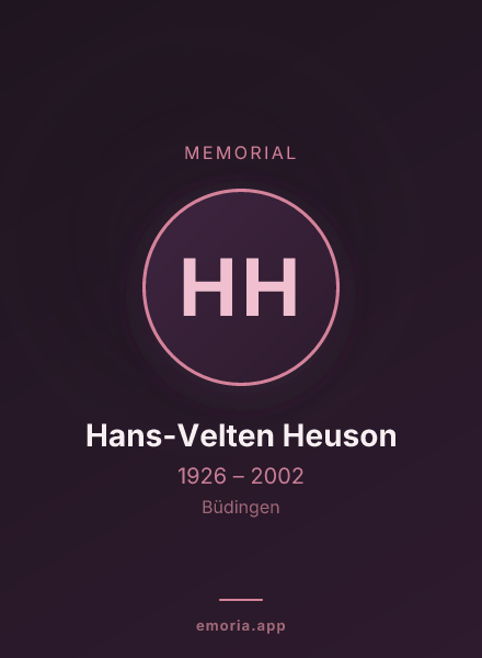 Memorial portrait of Hans-Velten Heuson