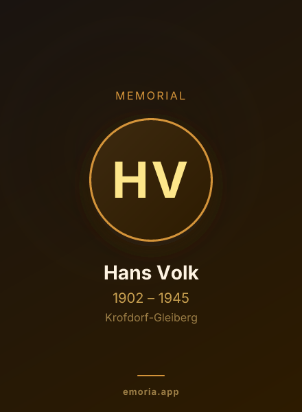 Memorial portrait of Hans Volk