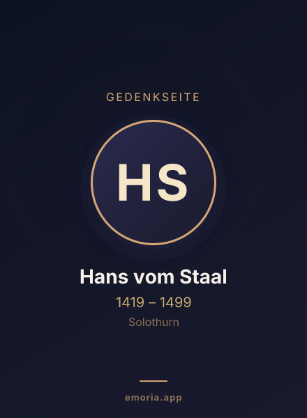 Gedenkportrait von Hans vom Staal