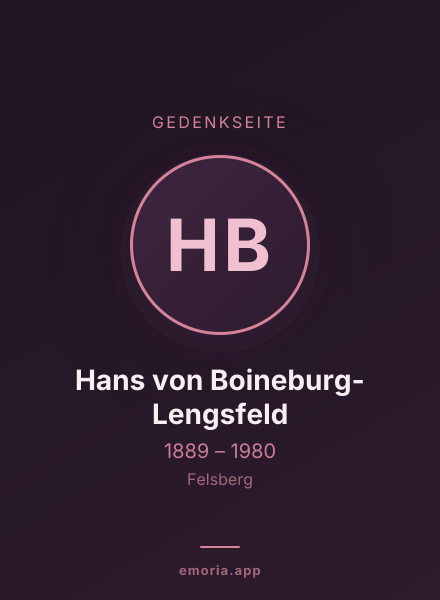 Gedenkportrait von Hans von Boineburg-Lengsfeld