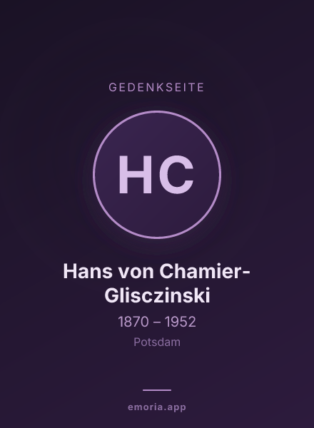 Gedenkportrait von Hans von Chamier-Glisczinski