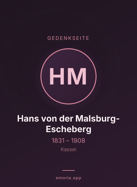 Gedenkportrait von Hans von der Malsburg-Escheberg