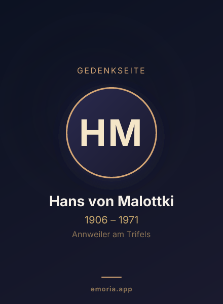 Gedenkportrait von Hans von Malottki