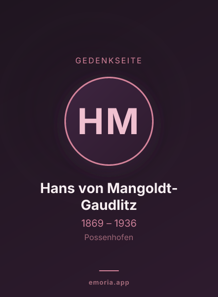 Gedenkportrait von Hans von Mangoldt-Gaudlitz
