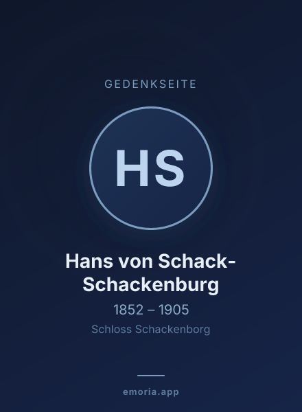 Gedenkportrait von Hans von Schack-Schackenburg
