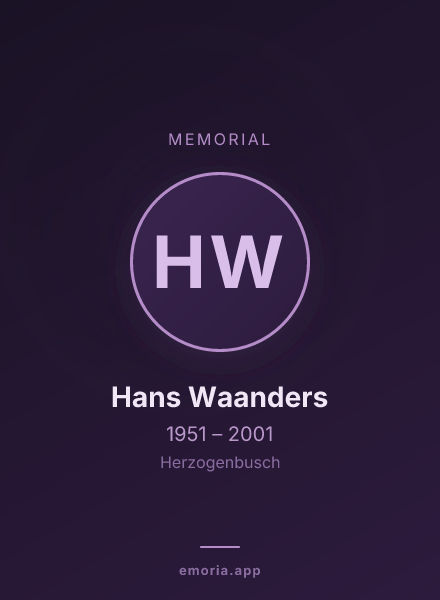 Memorial portrait of Hans Waanders