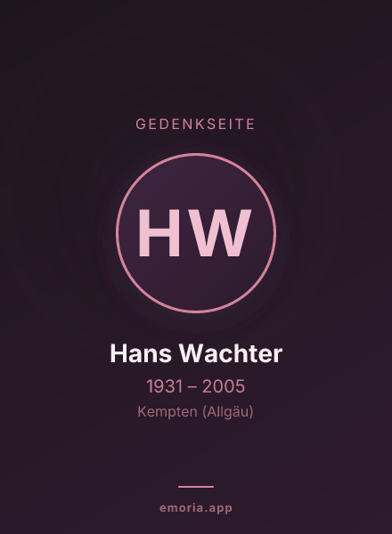 Gedenkportrait von Hans Wachter