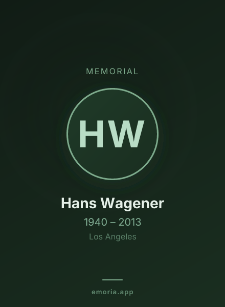 Memorial portrait of Hans Wagener