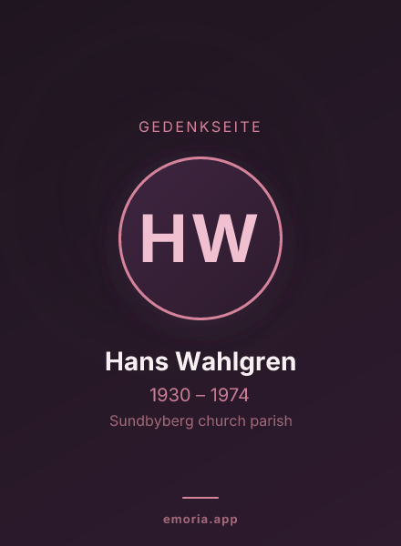 Gedenkportrait von Hans Wahlgren