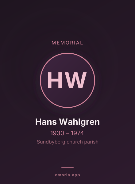 Memorial portrait of Hans Wahlgren