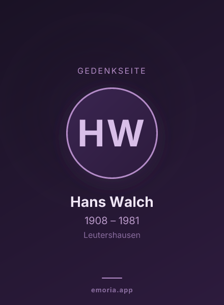 Gedenkportrait von Hans Walch