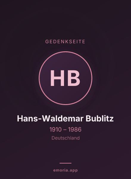 Gedenkportrait von Hans-Waldemar Bublitz
