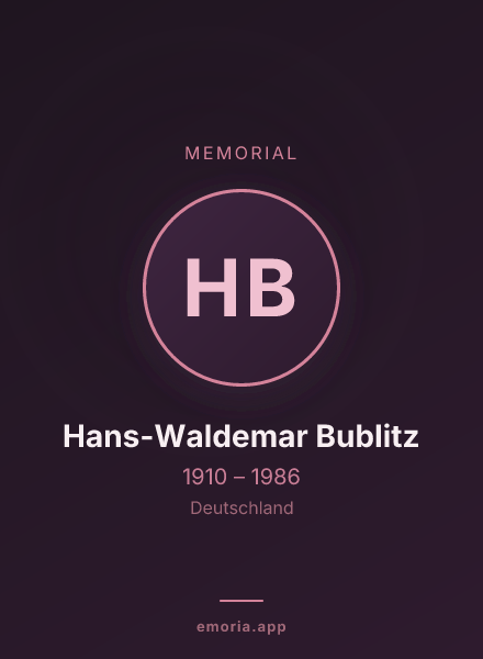 Memorial portrait of Hans-Waldemar Bublitz