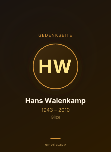 Gedenkportrait von Hans Walenkamp