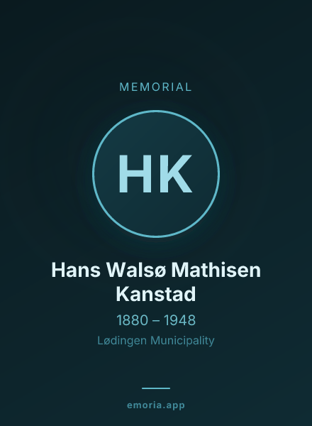 Memorial portrait of Hans Walsø Mathisen Kanstad