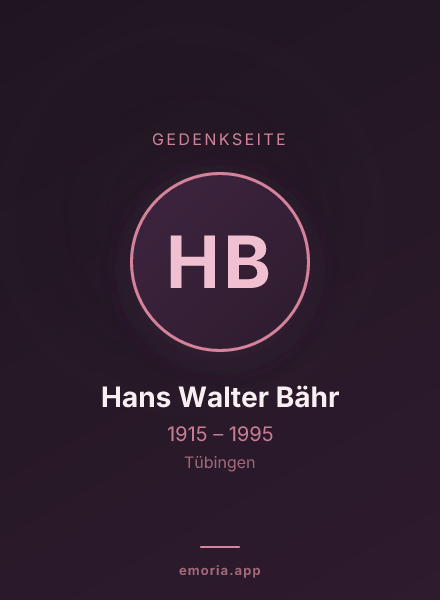Gedenkportrait von Hans Walter Bähr