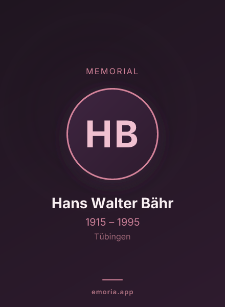 Memorial portrait of Hans Walter Bähr