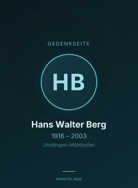 Gedenkportrait von Hans Walter Berg