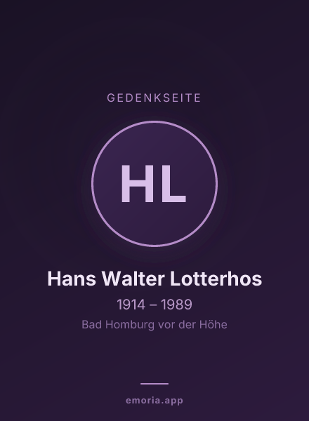 Gedenkportrait von Hans Walter Lotterhos