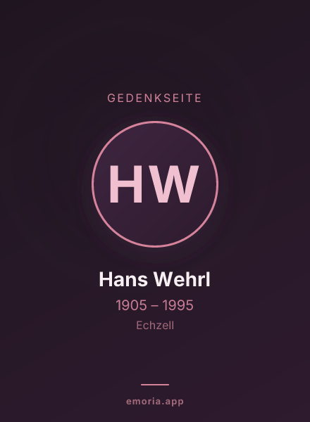 Gedenkportrait von Hans Wehrl