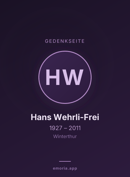 Gedenkportrait von Hans Wehrli-Frei